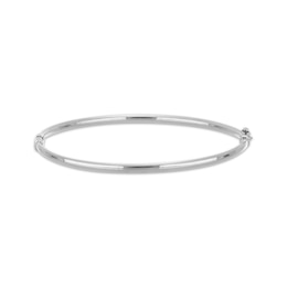 Hollow Bangle Bracelet 3mm 10K White Gold