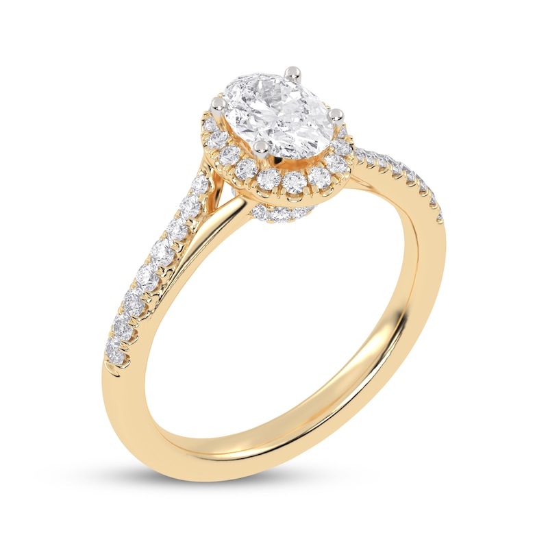 Lab-Grown Diamonds by KAY Oval-Cut Halo Engagement Ring 3/4 ct tw 14K Yellow Gold