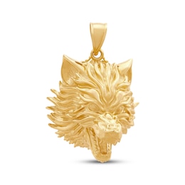 Men's Wolf Head Charm 10K Yellow Gold