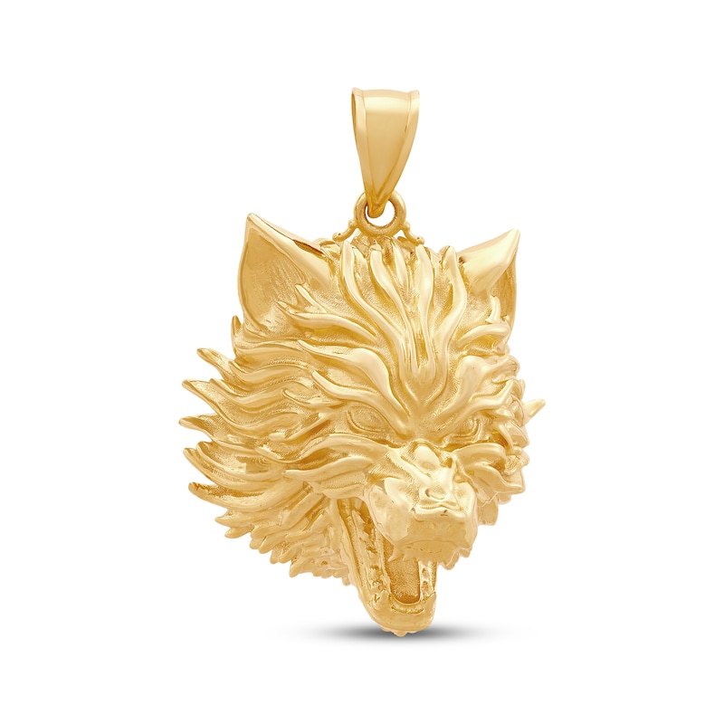 Main Image 1 of Men's Wolf Head Charm 10K Yellow Gold