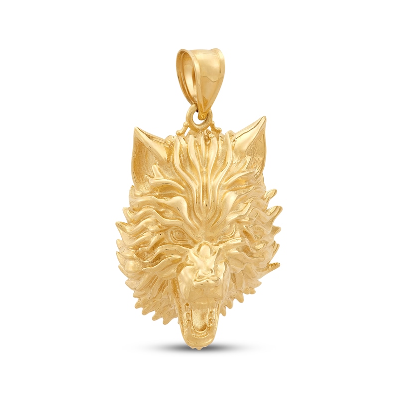 Main Image 2 of Men's Wolf Head Charm 10K Yellow Gold