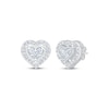 Thumbnail Image 1 of Multi-Diamond Heart Halo Stud Earrings 1/4 ct tw Sterling Silver