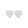 Thumbnail Image 2 of Multi-Diamond Heart Halo Stud Earrings 1/4 ct tw Sterling Silver