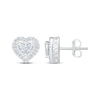 Thumbnail Image 3 of Multi-Diamond Heart Halo Stud Earrings 1/4 ct tw Sterling Silver