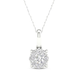 Lab-Grown Diamonds by KAY Halo Necklace 1/4 ct tw 10K White Gold 18&quot;