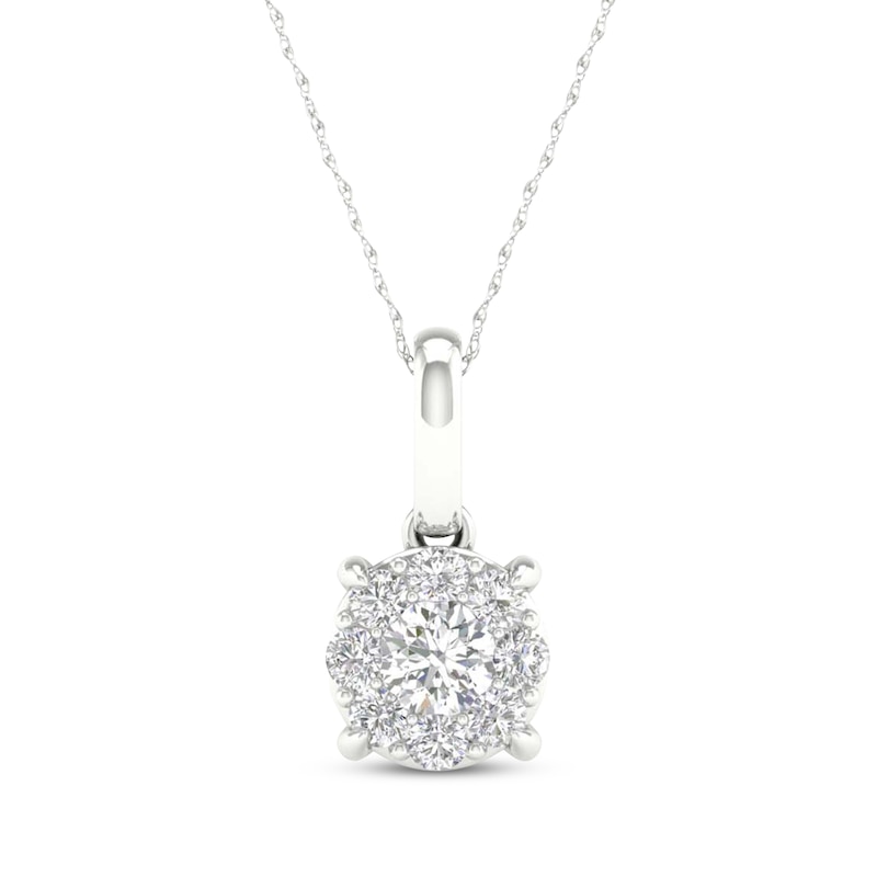 Main Image 1 of Lab-Grown Diamonds by KAY Halo Necklace 1/4 ct tw 10K White Gold 18&quot;