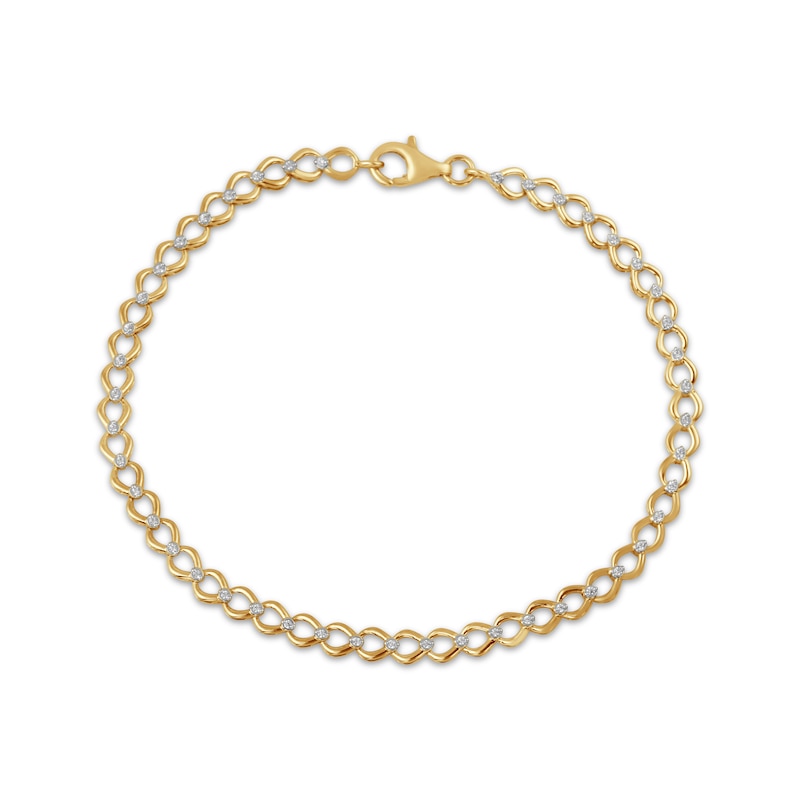 Main Image 1 of Diamond Pear-Shaped Link Chain Bracelet 1/6 ct tw 10K Yellow Gold 7&quot;