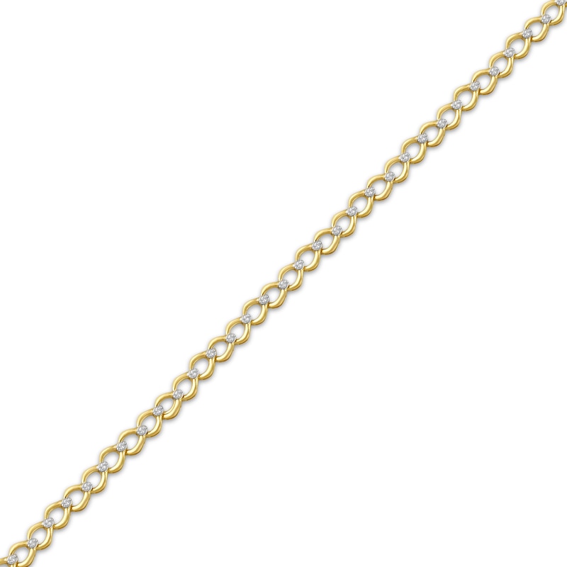 Main Image 2 of Diamond Pear-Shaped Link Chain Bracelet 1/6 ct tw 10K Yellow Gold 7&quot;