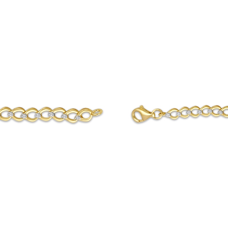 Main Image 3 of Diamond Pear-Shaped Link Chain Bracelet 1/6 ct tw 10K Yellow Gold 7&quot;