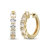 Thumbnail Image 1 of White Lab-Created Sapphire Five-Stone Hoop Earrings 18K Yellow Gold-Plated Sterling Silver