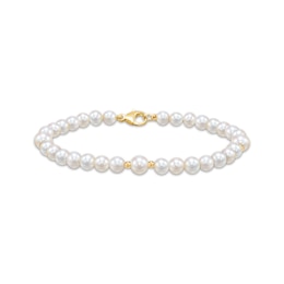 Cultured Pearl Strand Bracelet 14K Yellow Gold 7.5&quot;