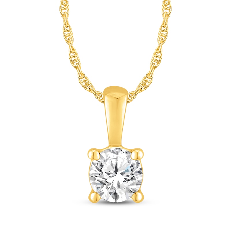 Main Image 2 of Lab-Grown Diamonds by KAY Round-Cut Solitaire Necklace & Earrings Set 5/8 ct tw 10K Yellow Gold (I/SI2)