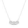 Thumbnail Image 1 of THE LEO Diamond Flower Trio Curved Bar Necklace 3/4 ct tw 14K White Gold 19&quot;