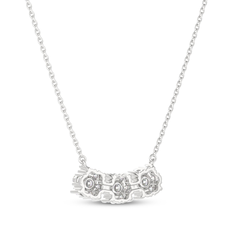 Main Image 3 of THE LEO Diamond Flower Trio Curved Bar Necklace 3/4 ct tw 14K White Gold 19&quot;