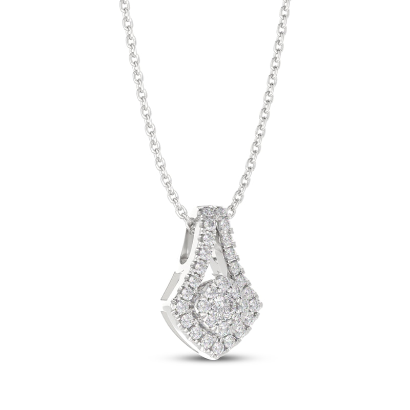 Main Image 2 of THE LEO Diamond Shield-Shaped Necklace 3/8 ct tw 14K White Gold 19&quot;