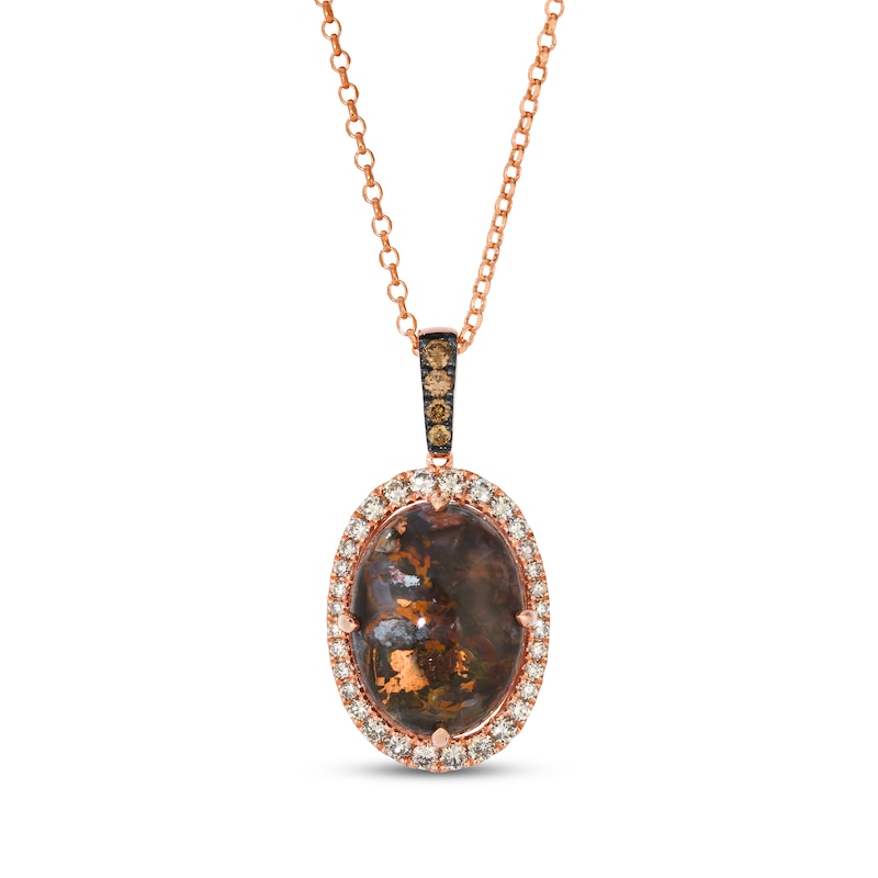 Main Image 1 of Le Vian Oval-Cut Aquadite Necklace 5/8 ct tw Diamonds 14K Strawberry Gold 19&quot;