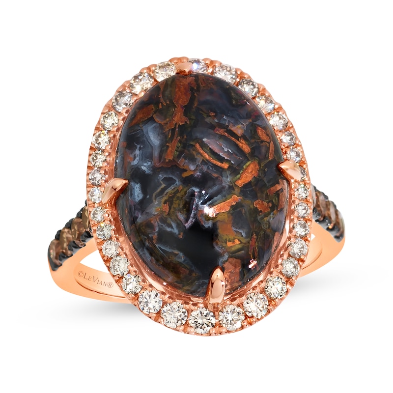 Main Image 1 of Le Vian Oval-Cut Aquadite Ring 7/8 ct tw Diamonds 14K Strawberry Gold