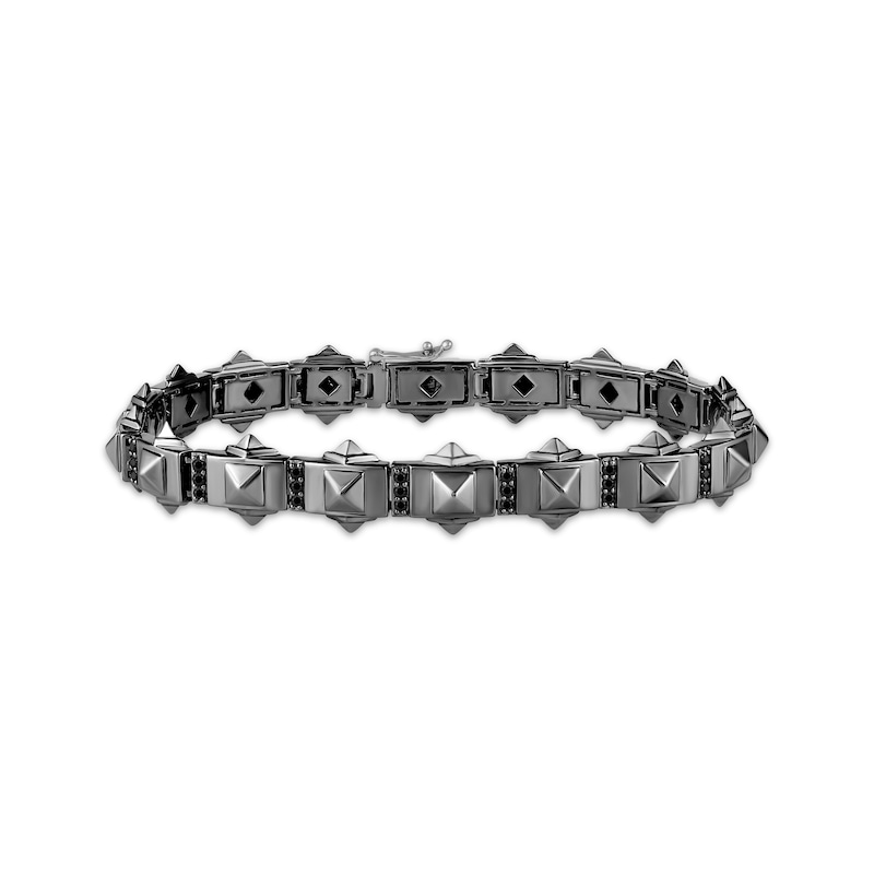 Main Image 1 of Ink & Ice Men's Black Diamond Stud Bracelet 1/2 ct tw Black Rhodium-Plated Sterling Silver 8.5&quot;