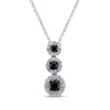 Thumbnail Image 1 of Black & White Diamond Three-Stone Halo Drop Necklace 1/2 ct tw Sterling Silver 18&quot;