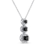 Thumbnail Image 2 of Black & White Diamond Three-Stone Halo Drop Necklace 1/2 ct tw Sterling Silver 18&quot;