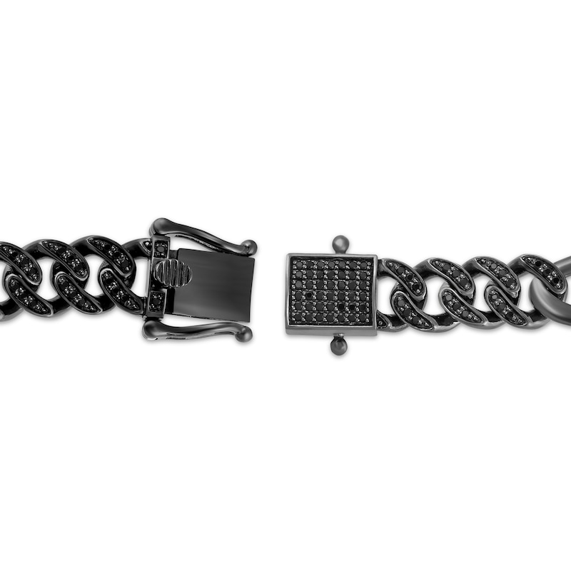 Main Image 3 of Ink & Ice Men's Black Diamond Figaro Chain Bracelet 1 ct tw Black Rhodium-Plated Sterling Silver 8.5&quot;