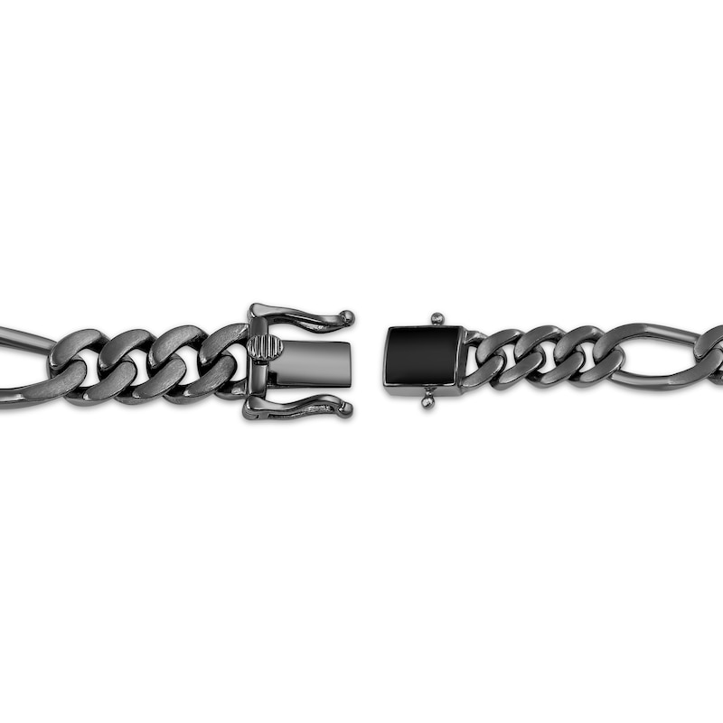 Main Image 4 of Ink & Ice Men's Black Diamond Figaro Chain Bracelet 1 ct tw Black Rhodium-Plated Sterling Silver 8.5&quot;