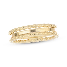 Reaura Polished Twist Rope Ring Repurposed 14K Yellow Gold