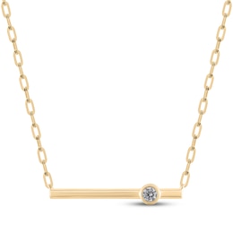 STUDIO BY KAY Diamond Bezel-Set Solitaire Bar Necklace 1/10 ct tw 10K Yellow Gold 18&quot;