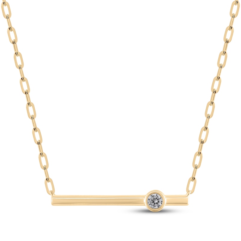 Main Image 1 of STUDIO BY KAY Diamond Bezel-Set Solitaire Bar Necklace 1/10 ct tw 10K Yellow Gold 18&quot;