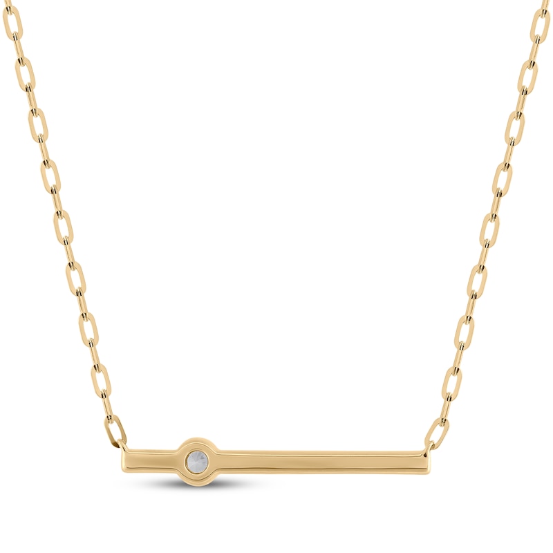 Main Image 3 of STUDIO BY KAY Diamond Bezel-Set Solitaire Bar Necklace 1/10 ct tw 10K Yellow Gold 18&quot;