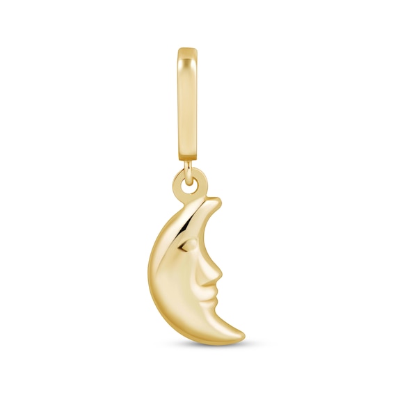 Charmed Memories Crescent Moon with Face Charm 10K Yellow Gold