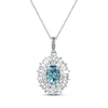 Thumbnail Image 1 of Swiss Blue Topaz & White Lab-Created Sapphire Necklace Sterling Silver 17&quot;