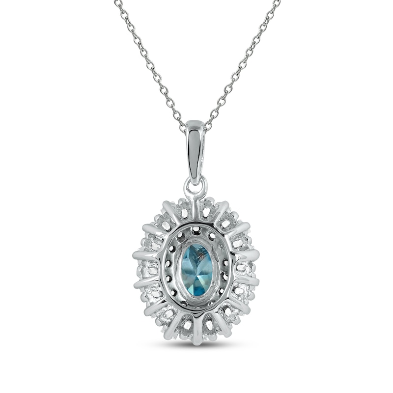 Main Image 3 of Swiss Blue Topaz & White Lab-Created Sapphire Necklace Sterling Silver 17&quot;