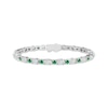 Thumbnail Image 1 of Oval-Cut Lab-Created Opal & Round-Cut Lab-Created Emerald Line Bracelet Sterling Silver 7.25&quot;