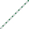 Thumbnail Image 2 of Oval-Cut Lab-Created Opal & Round-Cut Lab-Created Emerald Line Bracelet Sterling Silver 7.25&quot;