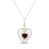 Thumbnail Image 1 of Heart-Shaped Lab-Created Ruby & Diamond Necklace 1/2 ct tw Sterling Silver & 10K Yellow Gold 18&quot;