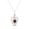 Thumbnail Image 2 of Heart-Shaped Lab-Created Ruby & Diamond Necklace 1/2 ct tw Sterling Silver & 10K Yellow Gold 18&quot;