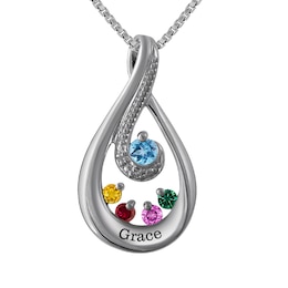 Birthstone Family & Mother's Necklace (2-5 Stones and 1 Line)