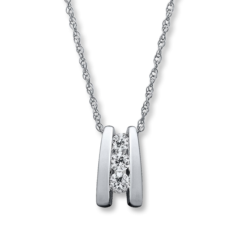 Main Image 1 of Previously Owned Necklace 1/8 ct tw Diamonds 10K White Gold