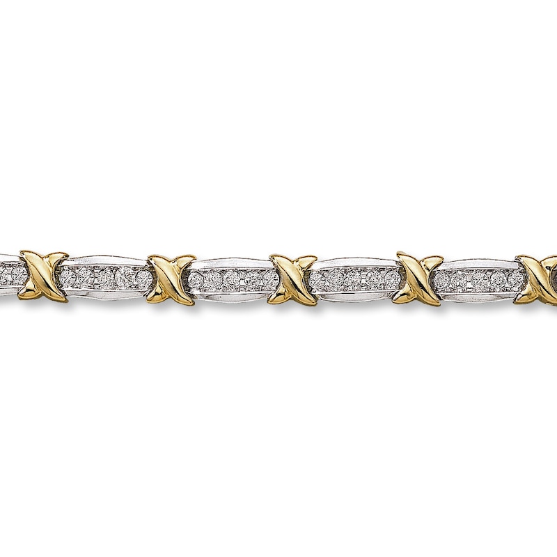 Main Image 1 of Previously Owned Bracelet 2 ct tw Round Diamonds 10K Two-Tone Gold