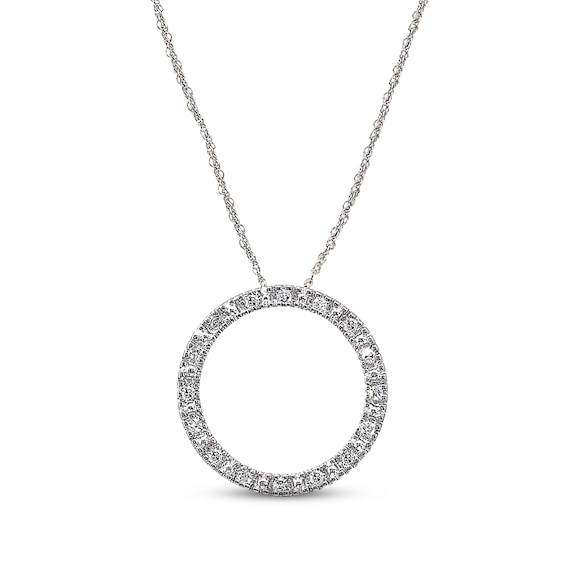 Previously Owned Circle Necklace 1/8 ct tw Diamonds 10K White Gold 18"