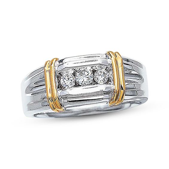 Previously Owned Men's Diamond Wedding Band 1/3 ct tw Round-cut 14K Two-Tone Gold - Size 10.25