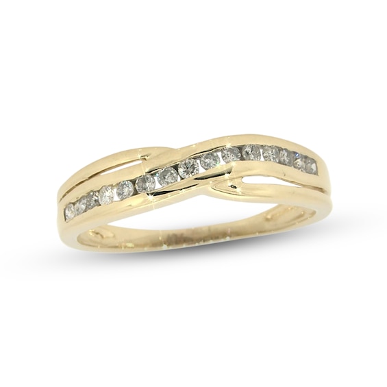 Previously Owned Diamond Crisscross Ring 1/4 ct tw Round-cut 10K Yellow Gold
