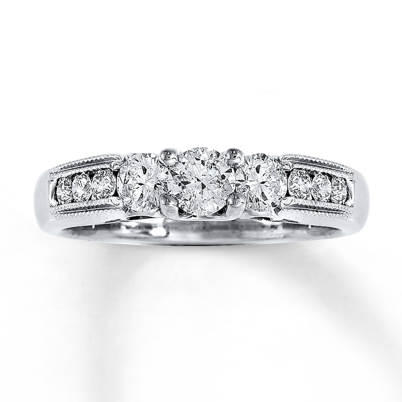 Main Image 1 of Previously Owned Three-Stone Ring 3/4 ct tw Diamonds 14K White Gold