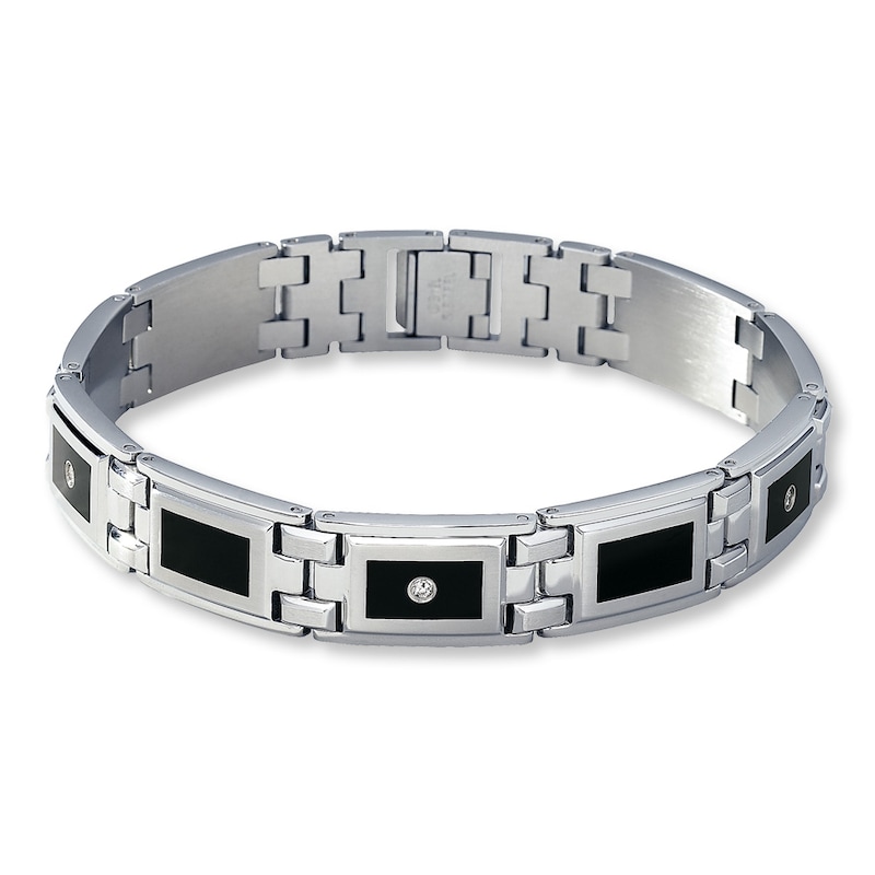 Previously Owned Men's Diamond Bracelet 1/10 ct tw Round-cut Stainless ...