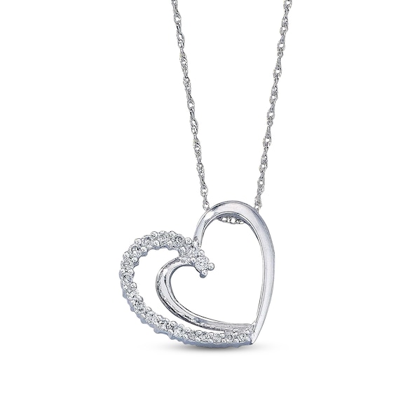 Previously Owned Diamond Heart Necklace 1/5 cttw 10K White Gold