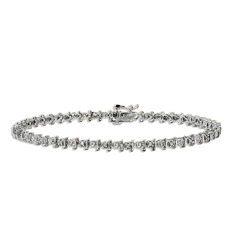 Main Image 1 of Previously Owned Diamond Line Bracelet 1/4 ct tw 10K White Gold 7&quot;