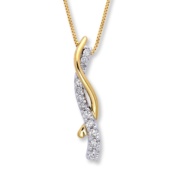 Previously Owned Necklace 1/4 ct tw Diamonds 14K Two-Tone Gold 18"