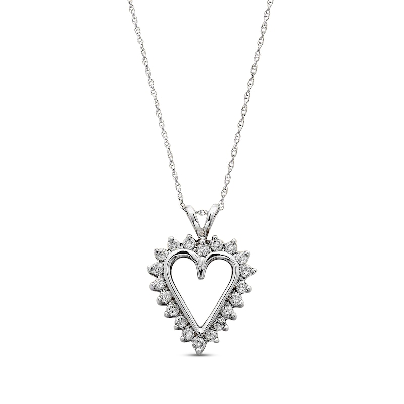 Main Image 1 of Previously Owned Diamond Heart Pendant 1/2 cttw 10K White Gold 18&quot;