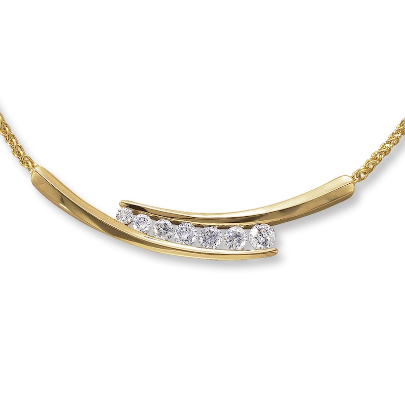 Main Image 1 of Previously Owned Diamond Necklace 1 ct tw Round 14K Yellow Gold